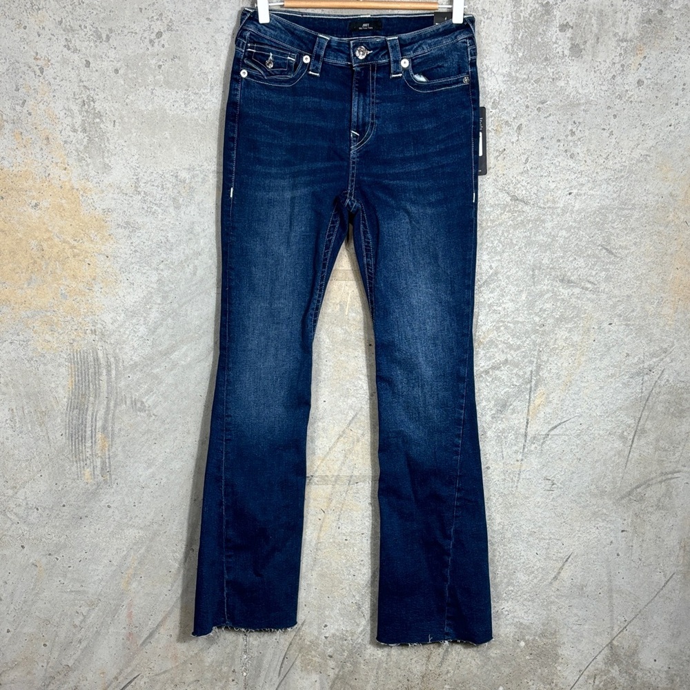True Religion Joey Mid Rise Fkare Dark Blue Flare Jeans